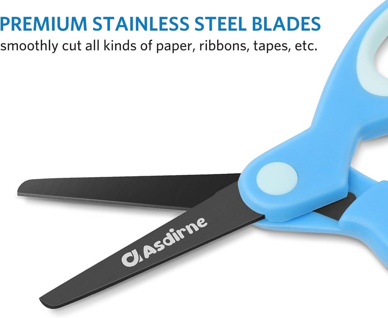 Asdirne Kids Scissors, Safety Children Scissors, Craft Scissors with Blunt Tip Stainless Steel Blades and Soft Grip, Great for Home and School,13.5cm, Blue - Image 5
